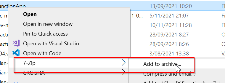 7-Zip Add to Archive