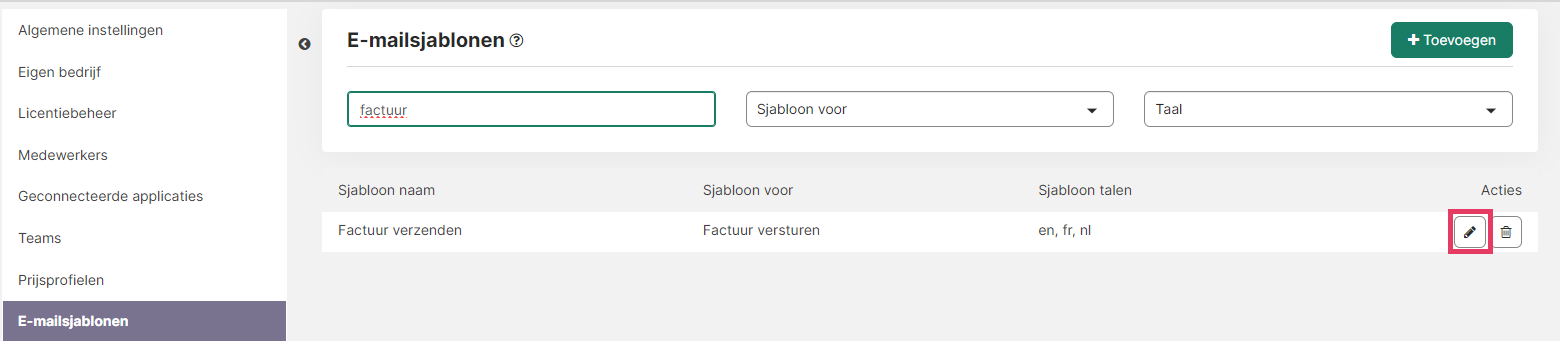 Factuursjabloon bewerken