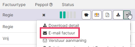 E-mail factuur selecteren