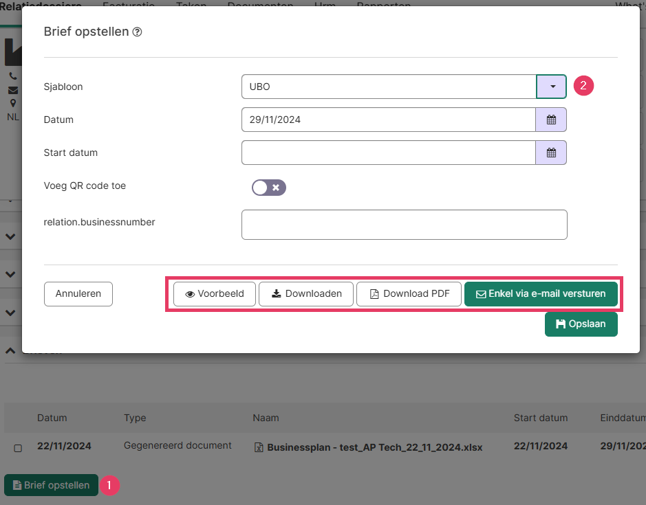 UBO-overzicht document in AdminPulse