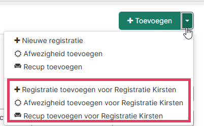 Registratie voor andere gebruiker toevoegen voorbeeld