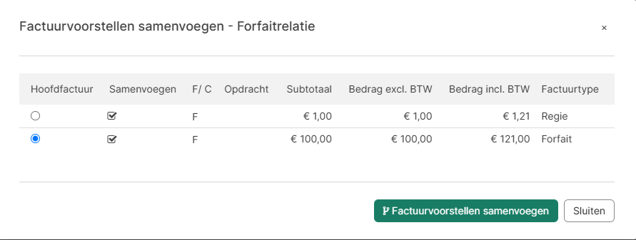Popup voor samenvoegen