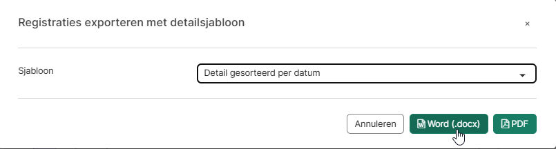 Detailsjabloon exporteren - voorbeeld