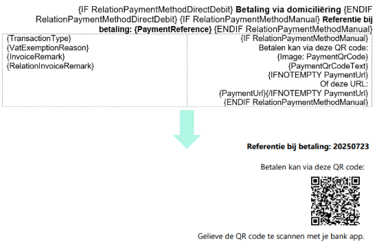 Voorwaardelijke voorbeeldfactuur met QR-code