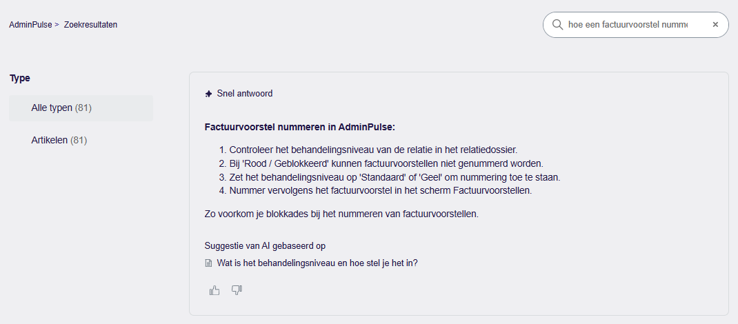 Voorbeeld van GenAI-antwoord