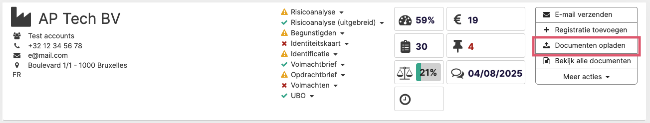 Documenten opladen via het relatielint