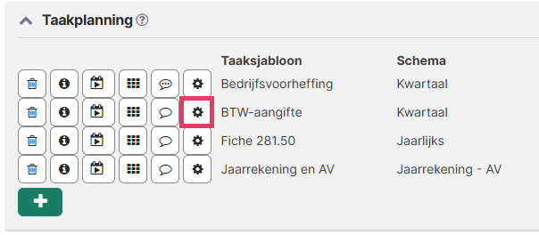 Configuratie deeltaken scherm