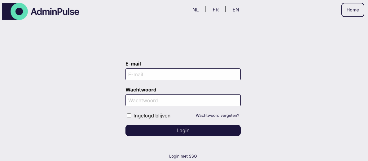 Screenshot van het inlogscherm