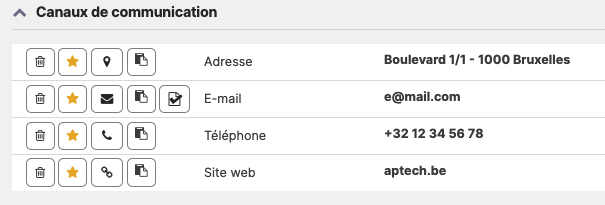 Canaux de communication favoris dans AdminPulse