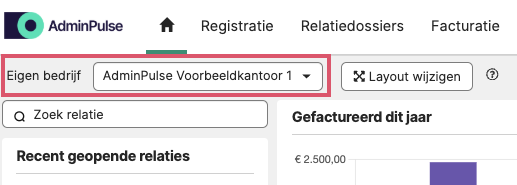 Keuzelijst om één eigen bedrijf te selecteren